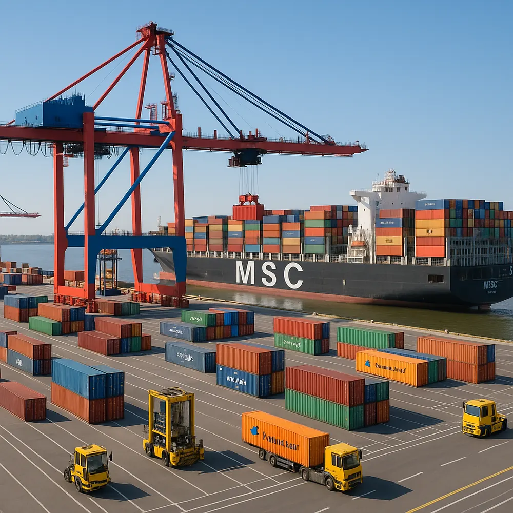 Containerterminal mit Containerbrücken